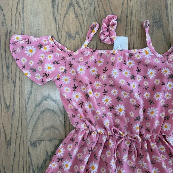 Jenna & Jessie Girls Pink Floral Off The Shoulder Kids Dress Size 10 - Picture 2 of 10
